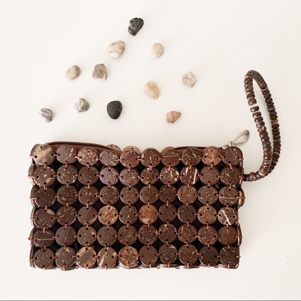 Pebbled Mesh Button Wristlet Pouch - Picture 2 of 5